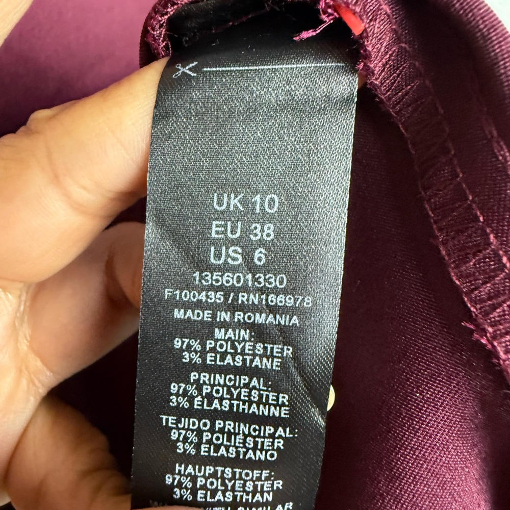 ASOS Elegant Burgundy Sleeveless satin mini with shoulder bows Dress Size 6 - Picture 7 of 10